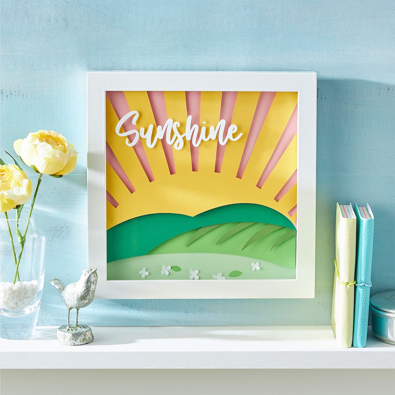 Boîte-cadre en papier à motif de soleil 3D